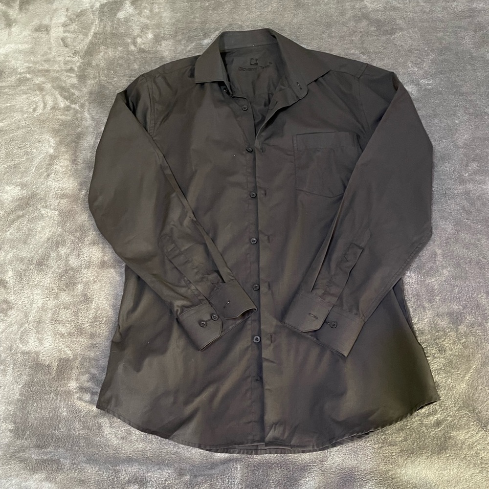 Giovanni Testi Mens Black Long Sleeved Button Down Top
